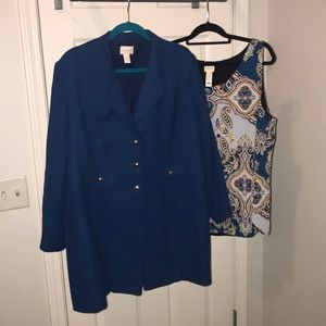 Chico’s long jacket and reversible tank size 3